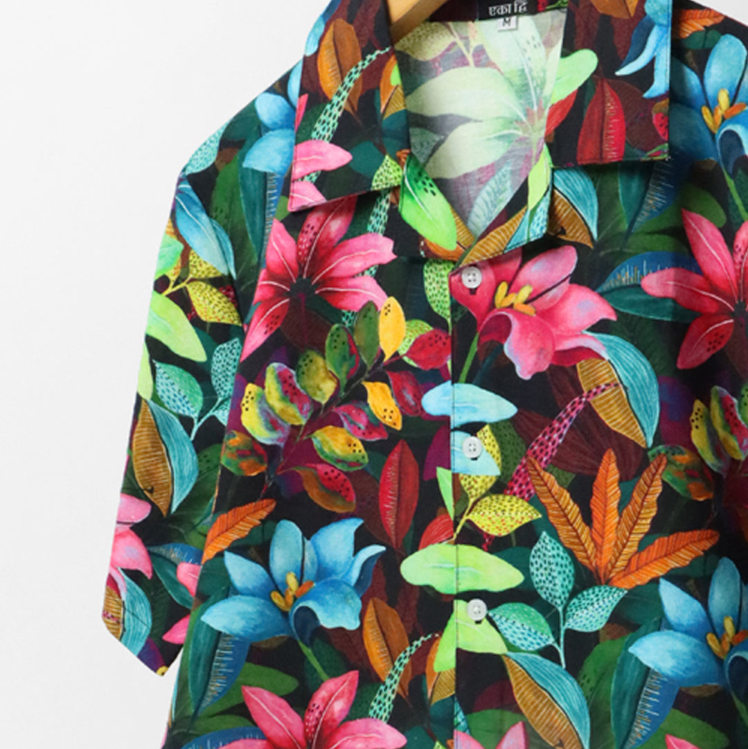 Wild flower meadow Cuban Collar Shirt#22