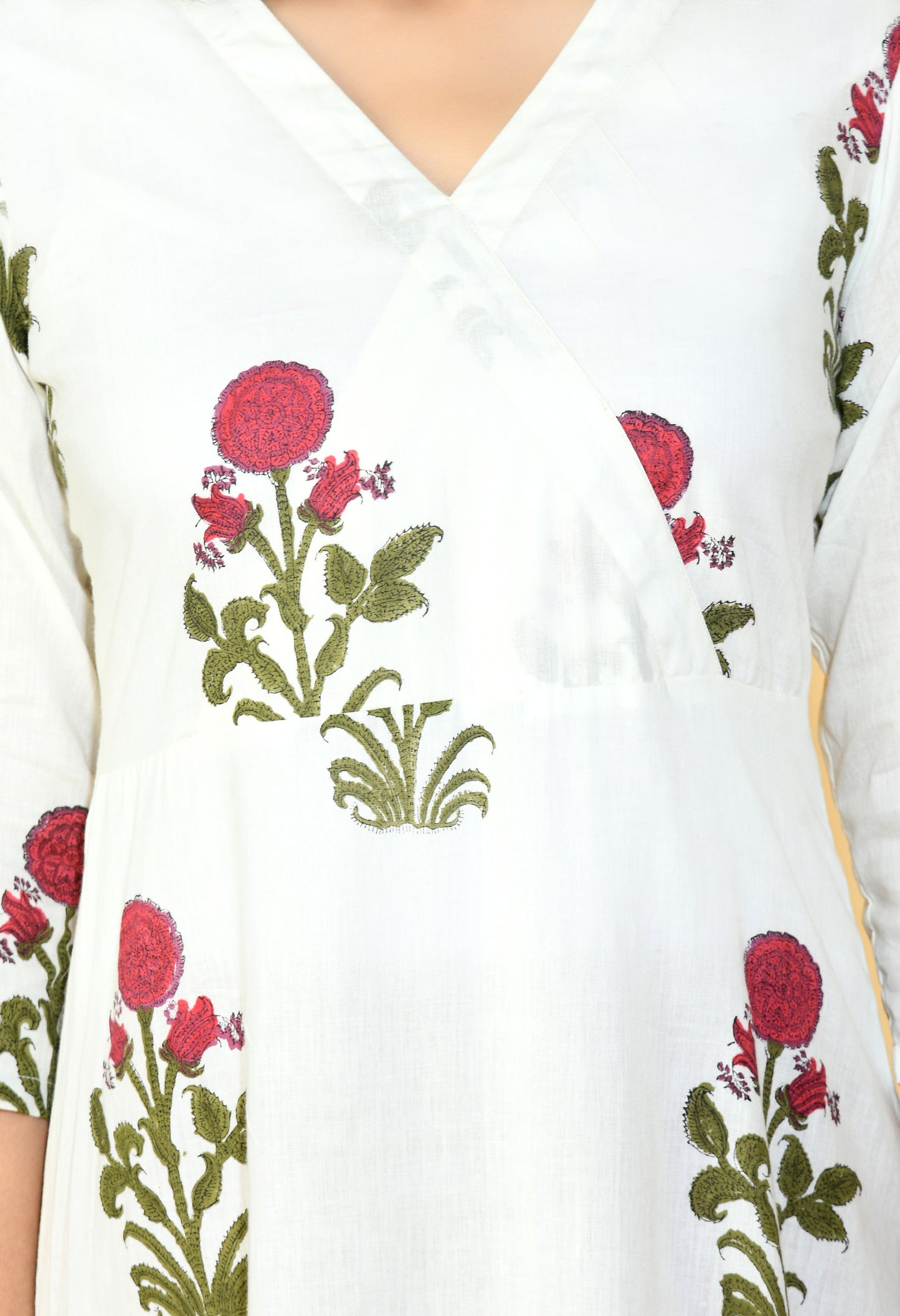 Plum Pink V-neck Kurta with Pants#4