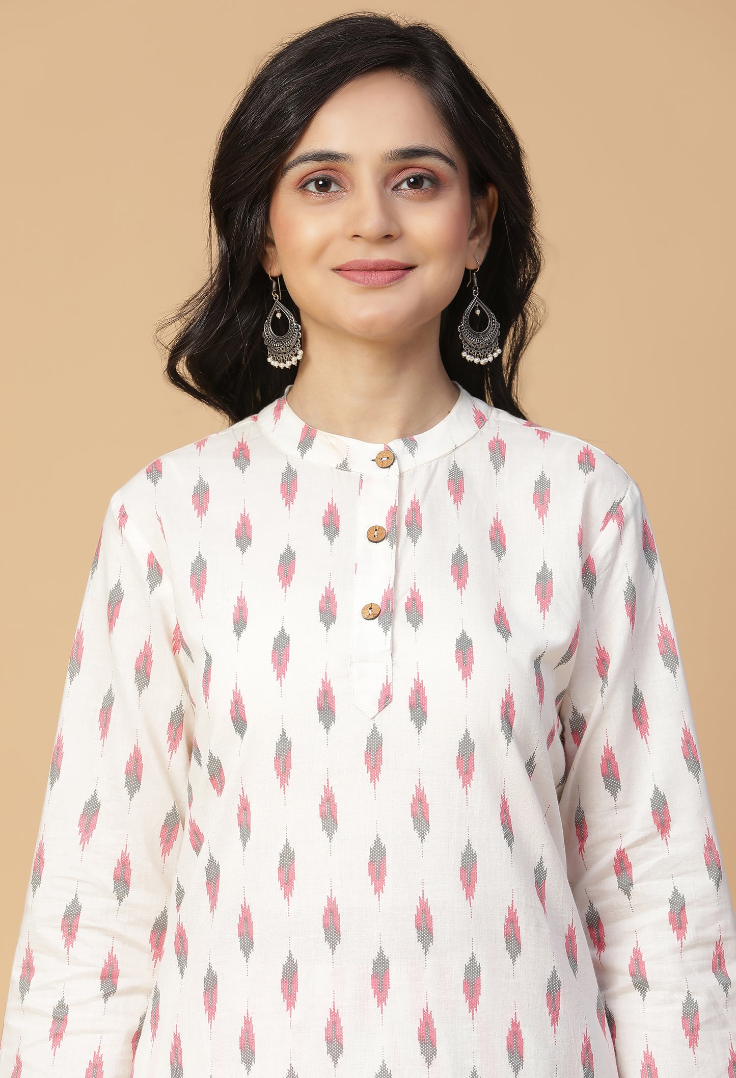 Parena Ikat Back Yoke Kurta With Bottom#15