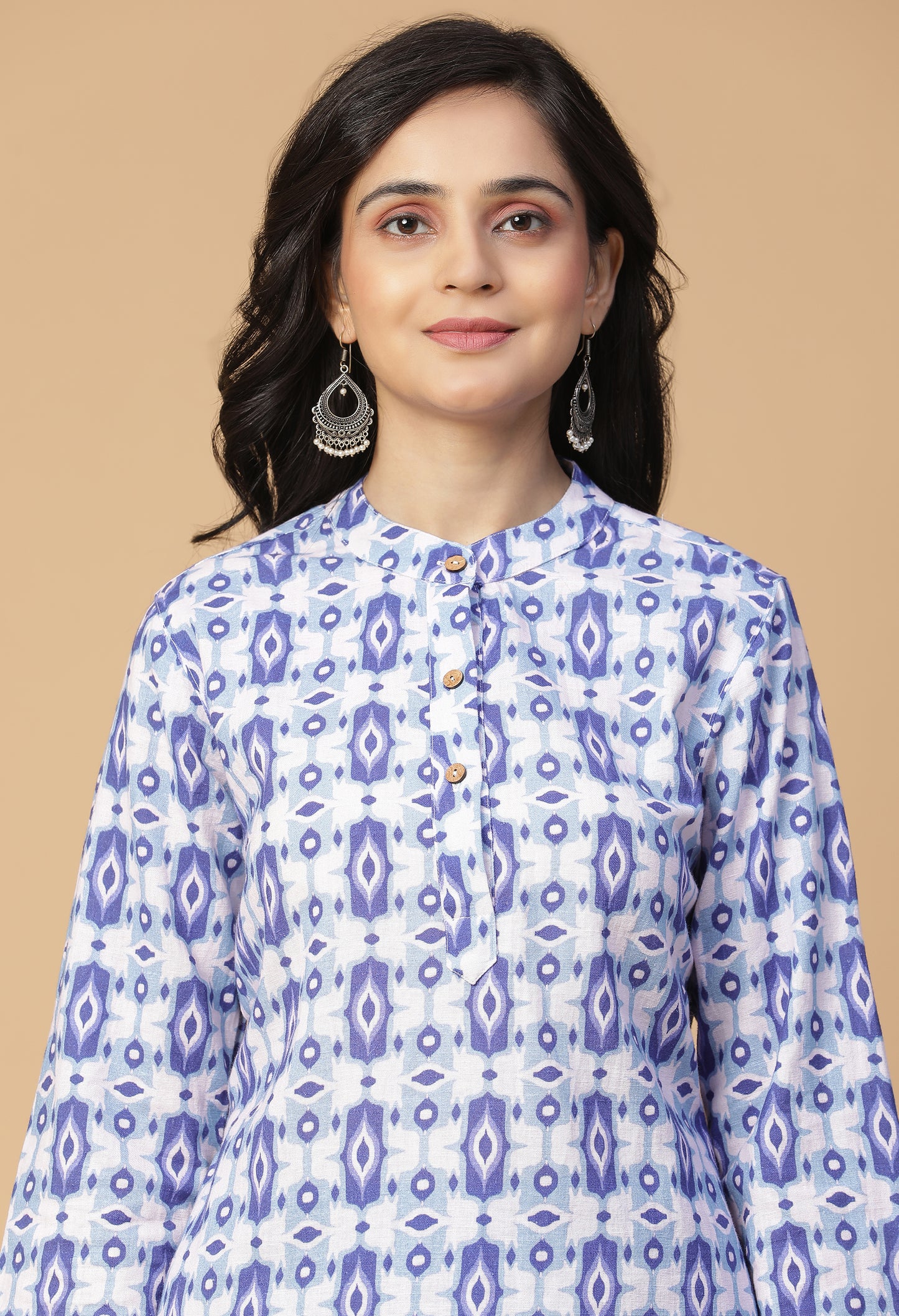 Neel Ikat Back Yoke Kurta With Bottom#17