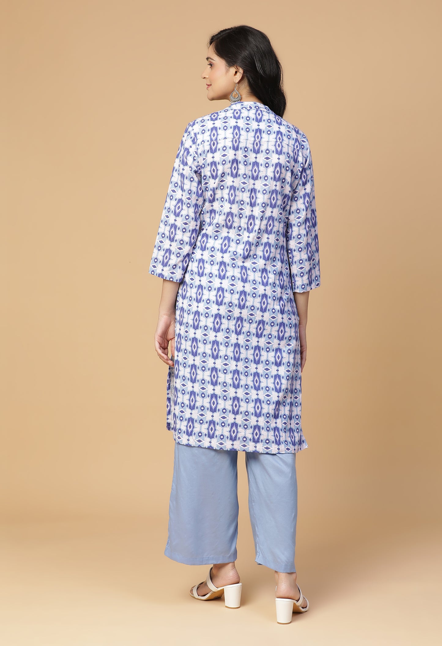 Neel Ikat Back Yoke Kurta With Bottom#17