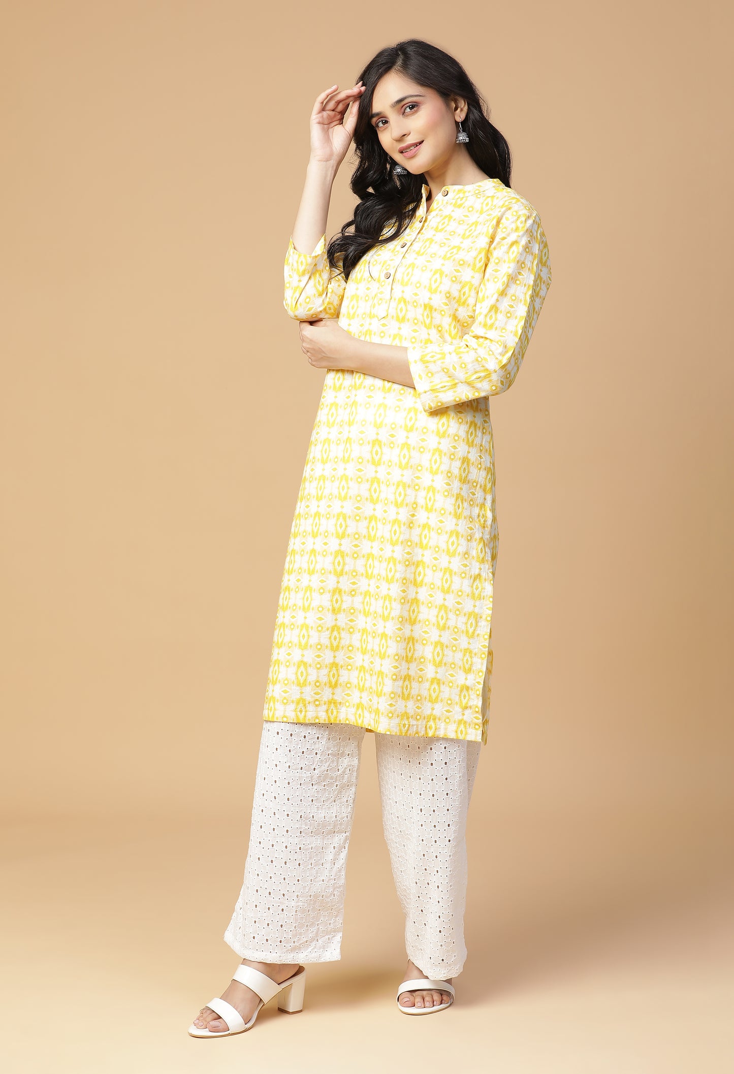 Jardi Ikat Back Yoke Kurta With Bottom#10