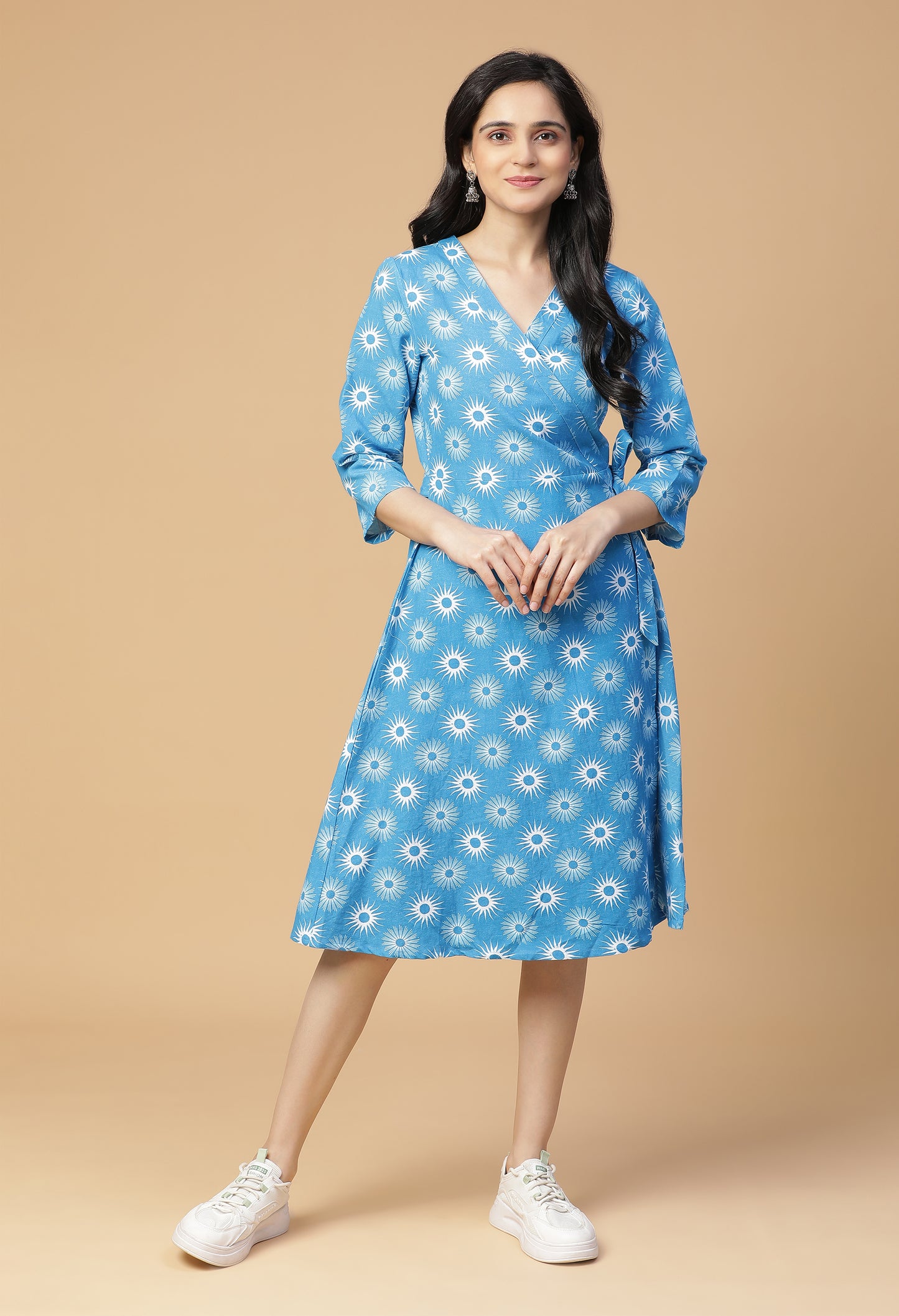 Blue-Glow Wrap Dress#15
