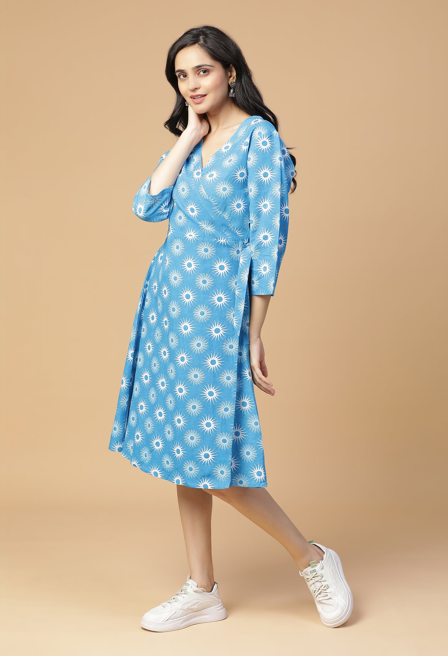 Blue-Glow Wrap Dress#15