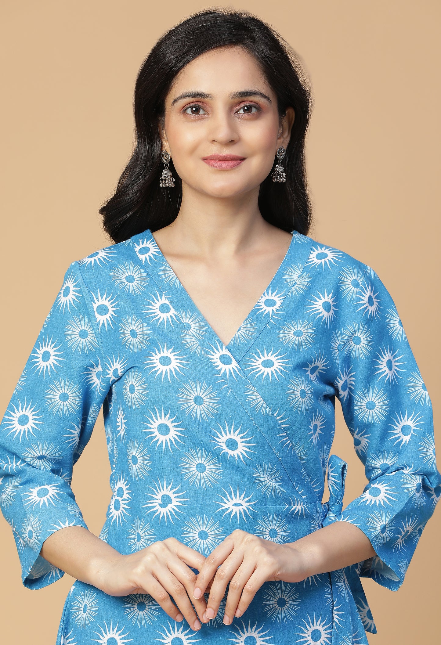 Blue-Glow Wrap Dress#15