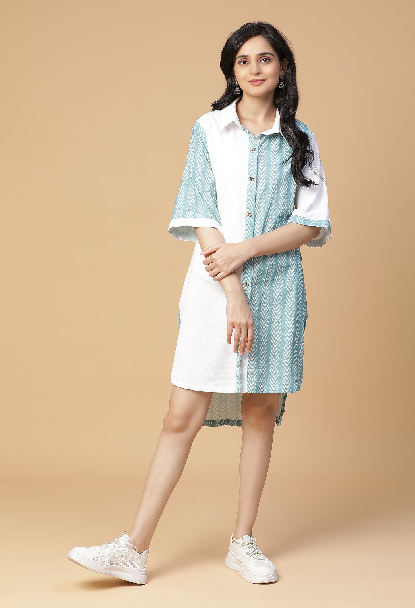 Sapphire Half-N-Half Shirt Dress#1