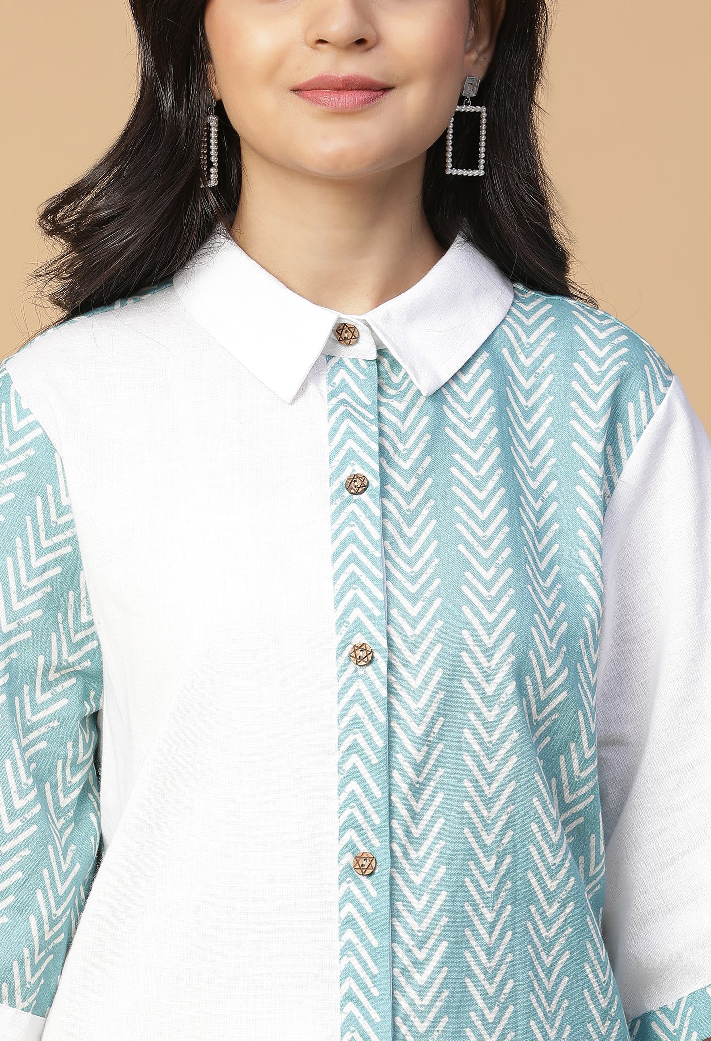 Sapphire Half-N-Half Shirt Dress#1