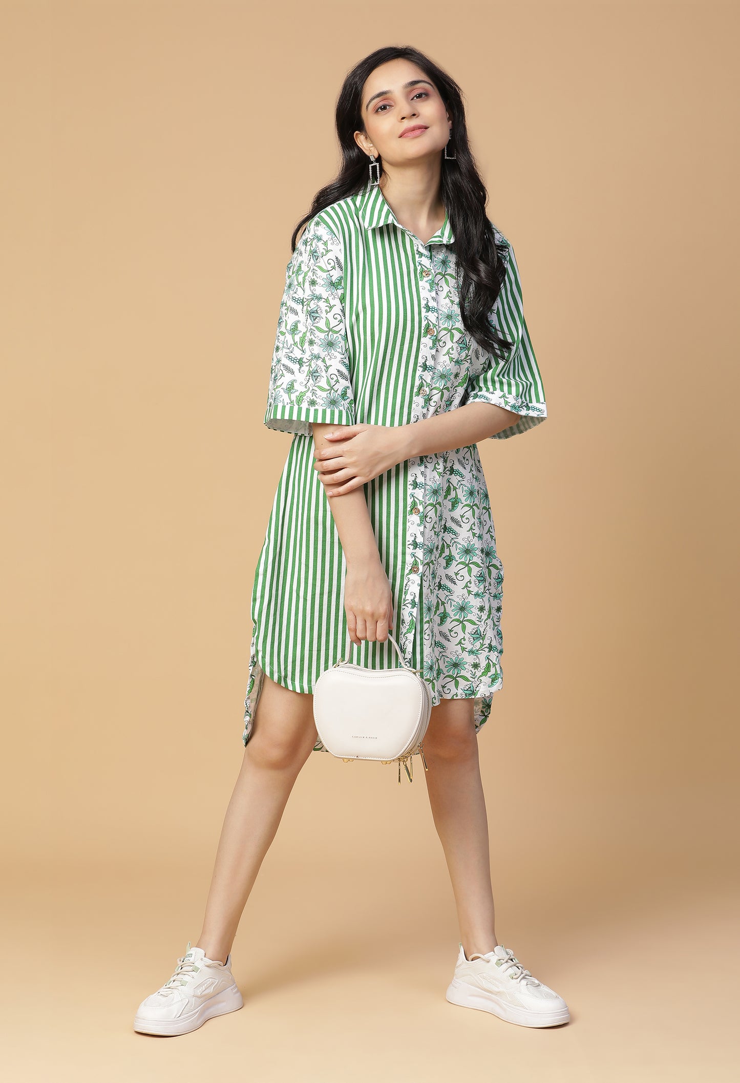 Pine Fauna Half-N-Half Shirt Dress#2