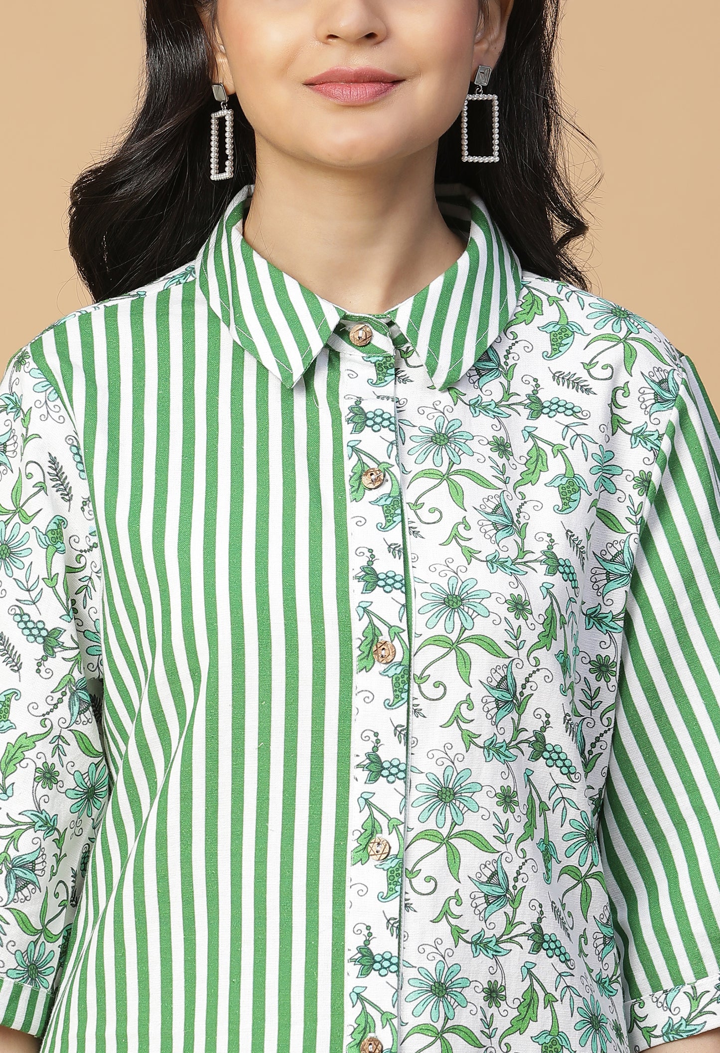 Pine Fauna Half-N-Half Shirt Dress#2