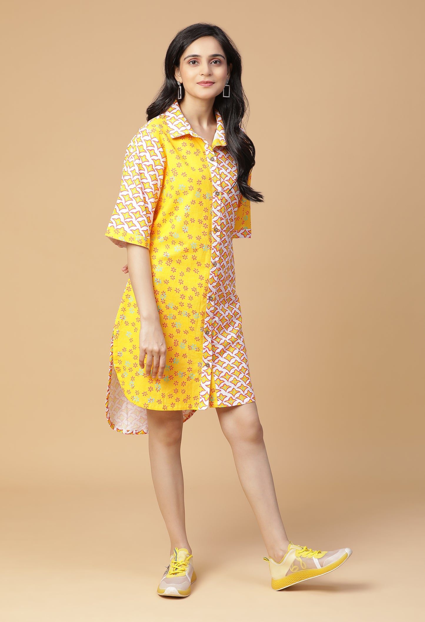 Bumblebee Flora Half-N-Half Shirt Dress#3
