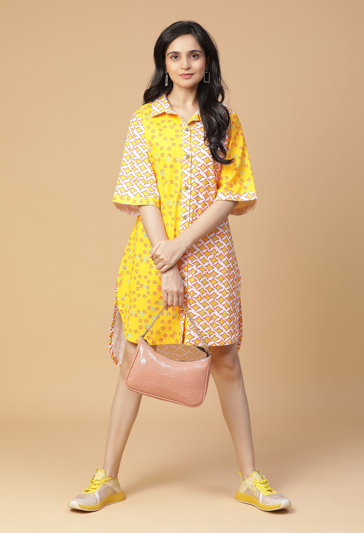 Bumblebee Flora Half-N-Half Shirt Dress#3