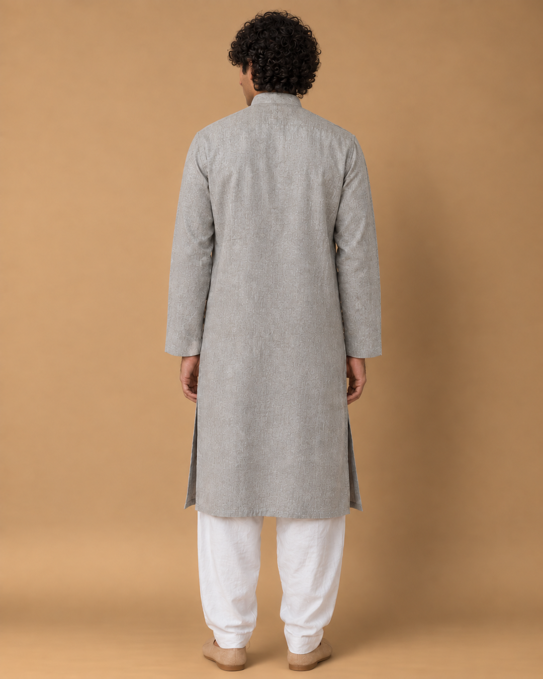Dhusar* Cotton Linen Kurta Set 