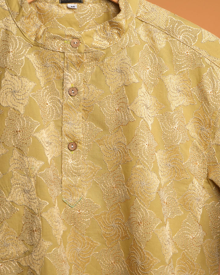 Ivory Botanical Kurta Shirt 