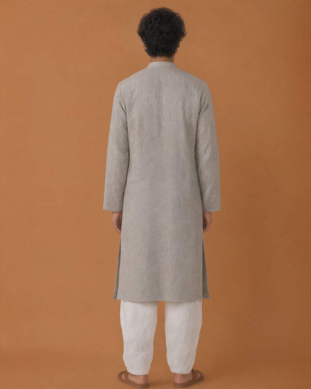 Dhusar* Cotton Linen Kurta Set 