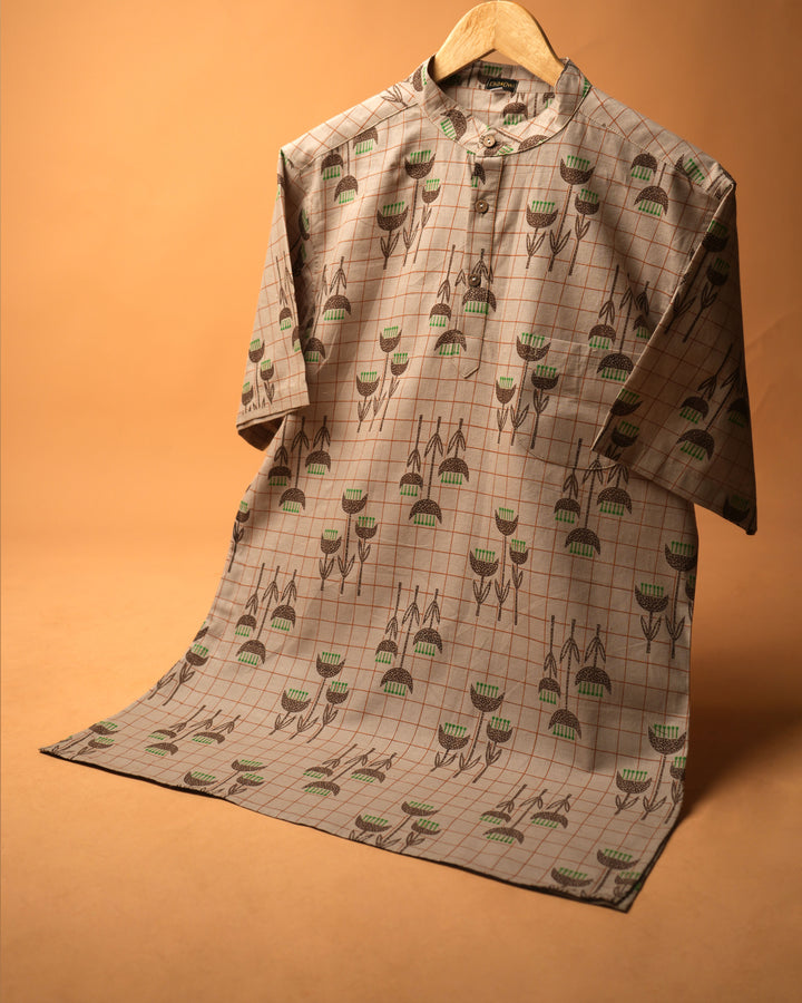 Verdant Grid* Kurta Shirt 