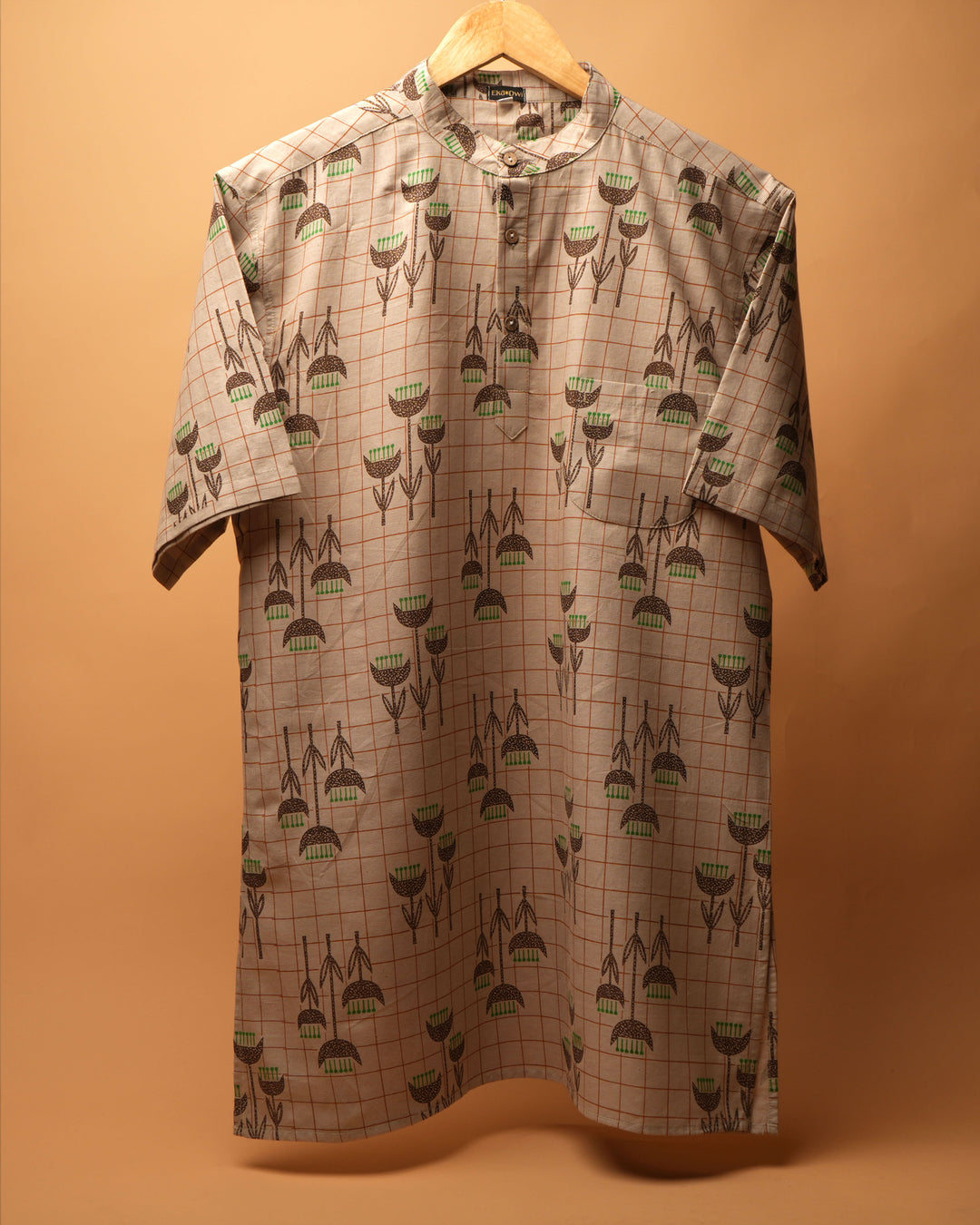 Verdant Grid* Kurta Shirt 