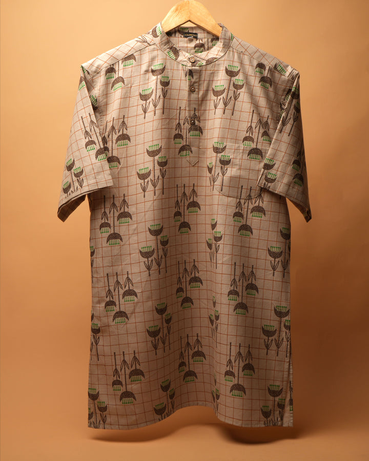 Verdant Grid* Kurta Shirt 