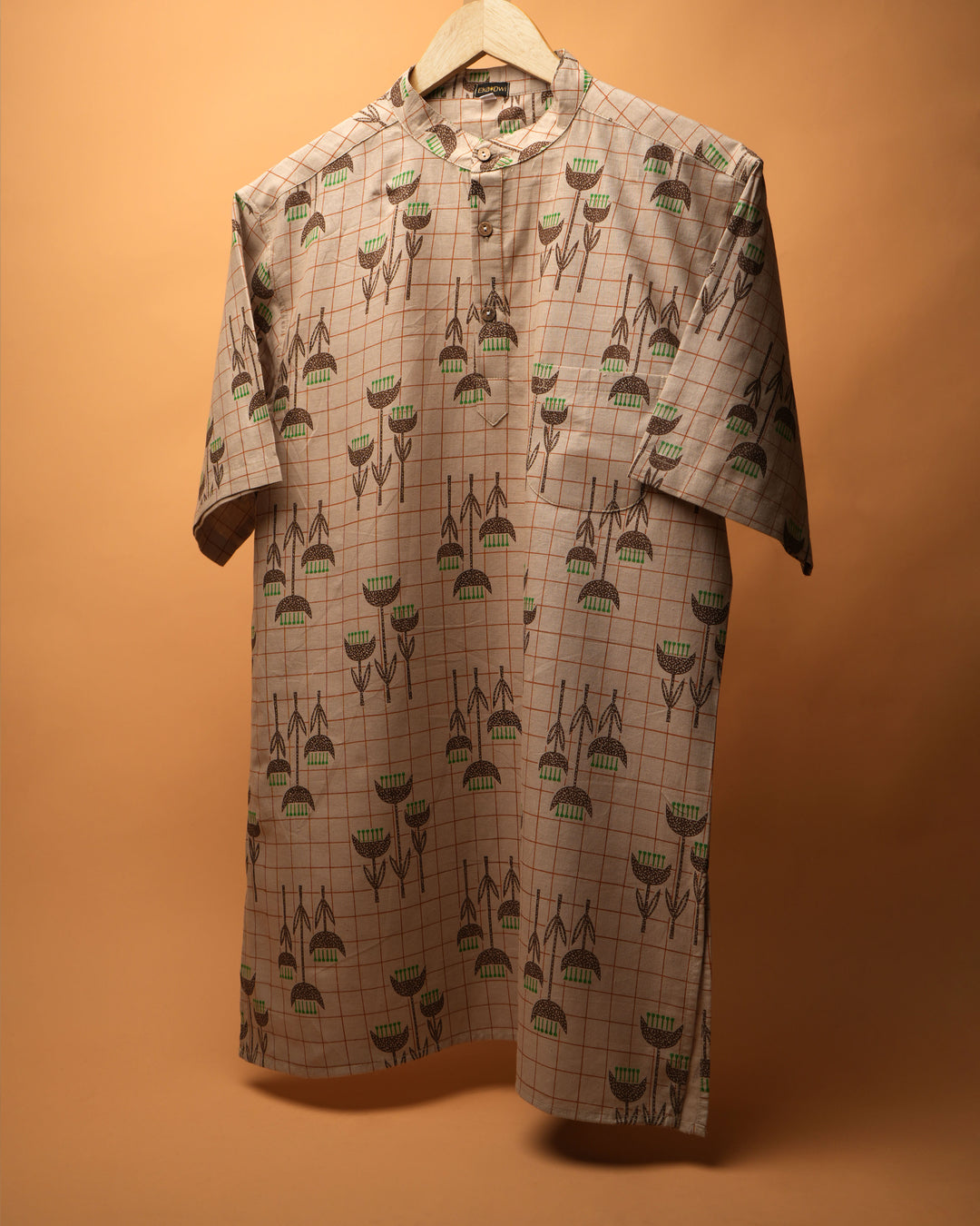 Verdant Grid* Kurta Shirt 