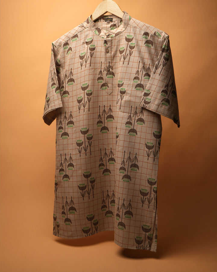 Verdant Grid* Kurta Shirt 