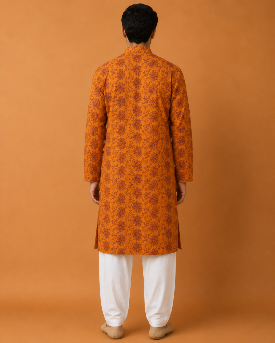 Saffron Floral* Embroidered Kurta Set 