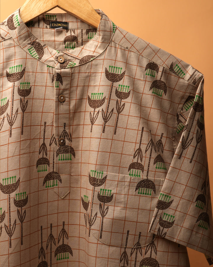 Verdant Grid* Kurta Shirt 