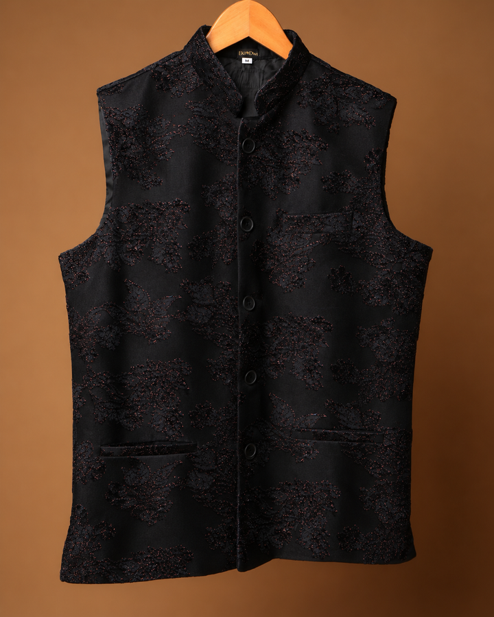 Black Jacquard* WAIST-COAT 