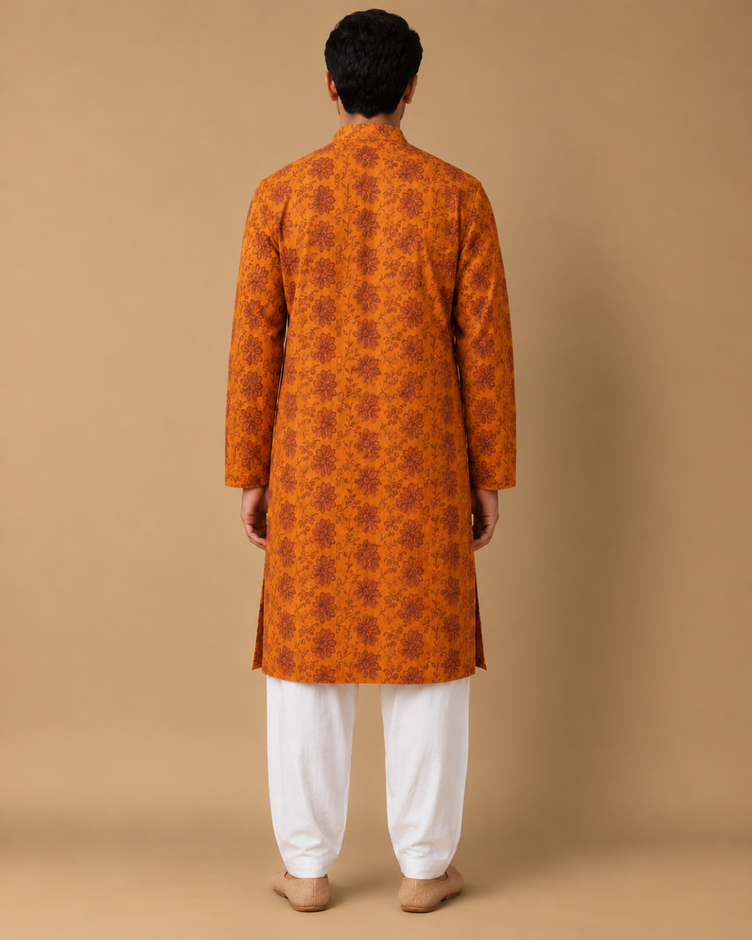 Saffron Floral* Embroidered Kurta Set 