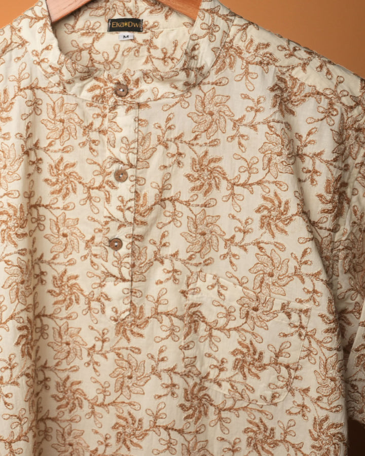 Ivory Botanical Kurta Shirt 