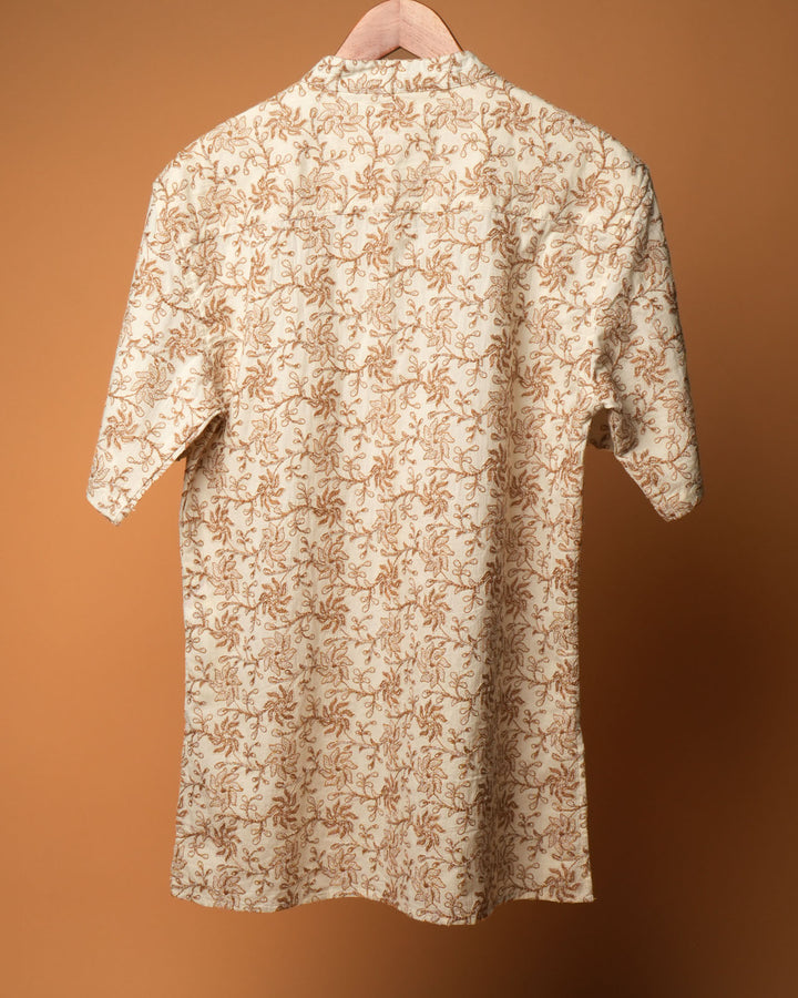 Ivory Botanical Kurta Shirt 