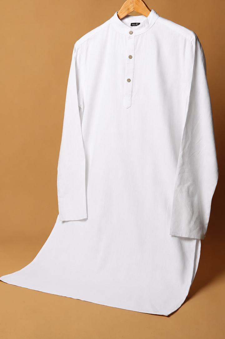 Saahir* Cotton Linen Long Kurta 