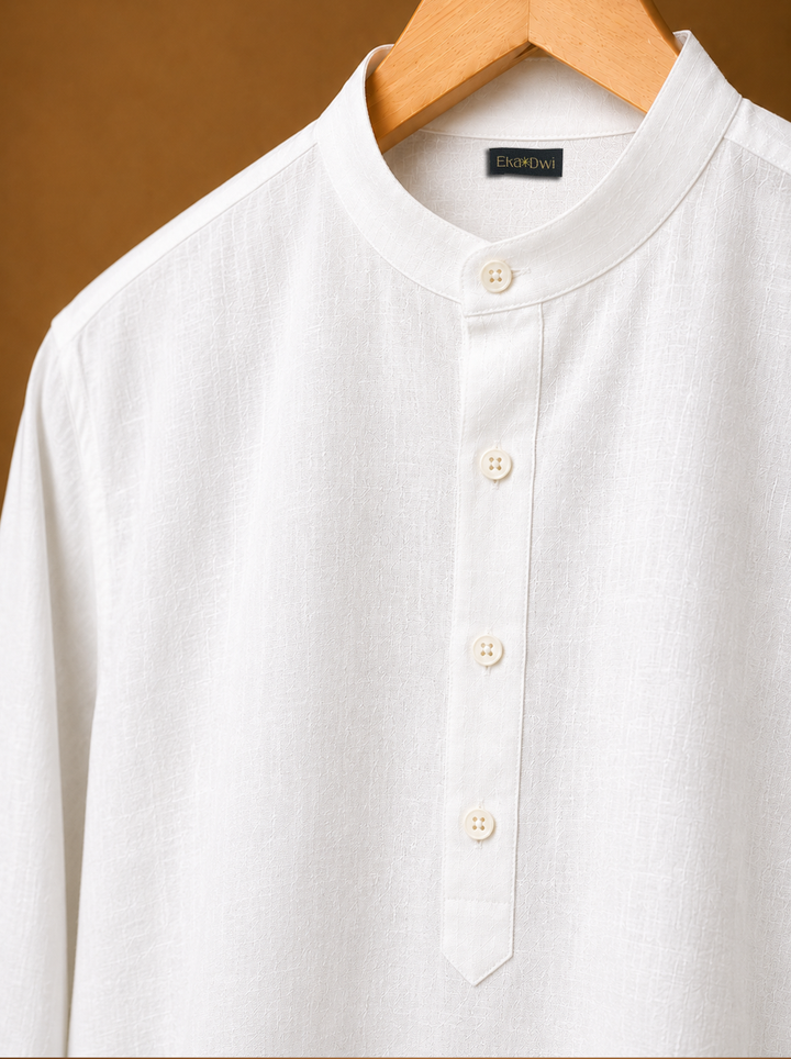 Saahir* Cotton Linen Long Kurta 