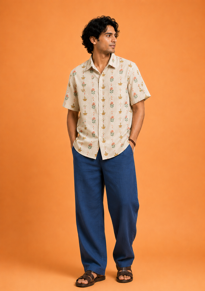Diya &amp; Floral Motif Shirt