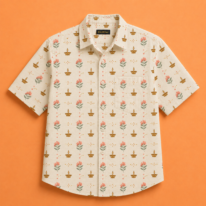 Diya &amp; Floral Motif Shirt