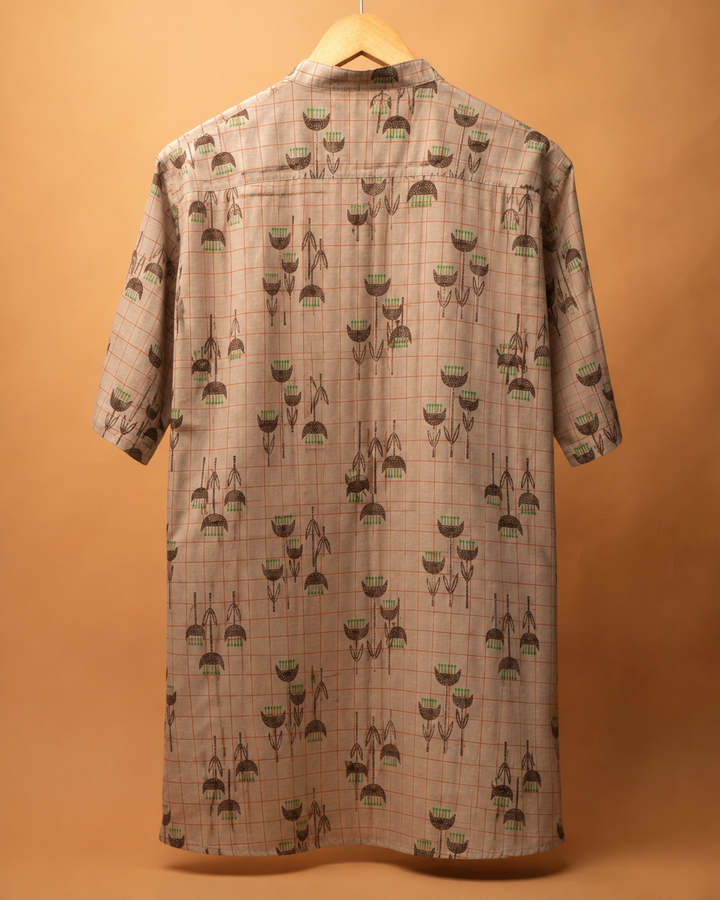 Verdant Grid* Kurta Shirt 