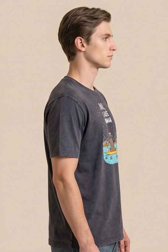 Dal Lake * STONE WASH PRINTED OVER SIZE TEE 