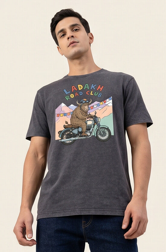 Ladakh 2.0* STONE WASH PRINTED OVER SIZE TEE 
