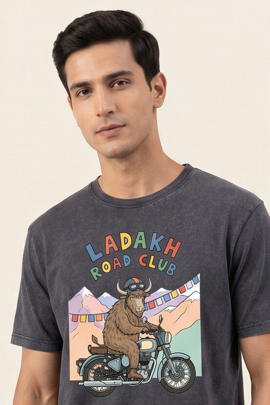 Ladakh 2.0* STONE WASH PRINTED OVER SIZE TEE 