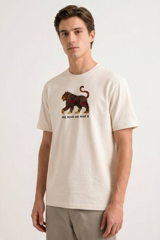 Heritage Roar* STONE WASH PRINTED OVER SIZE TEE 