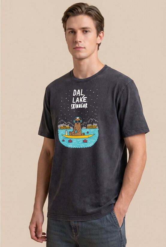 Dal Lake * STONE WASH PRINTED OVER SIZE TEE 