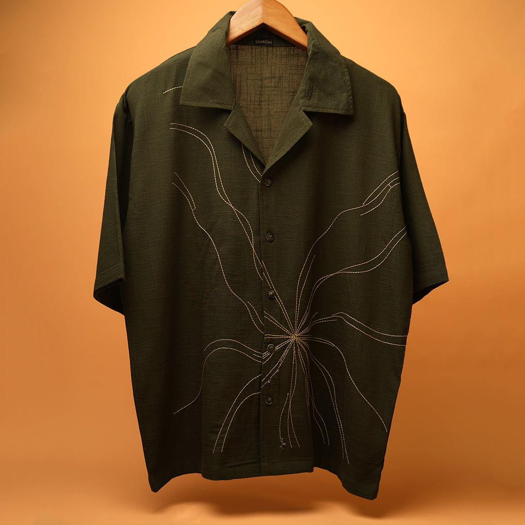 Spanda * PRANA Embroidered Serise Cuban Collar Shirt 