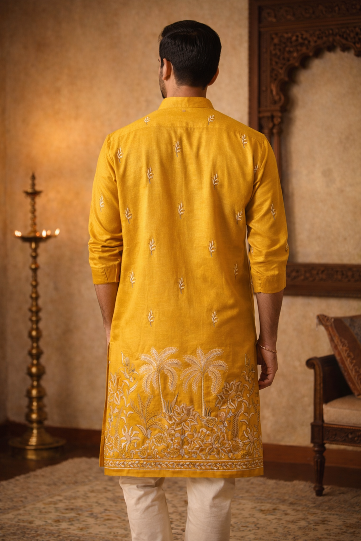 Zafran * Golden Daman Embroidered Kurta #1
