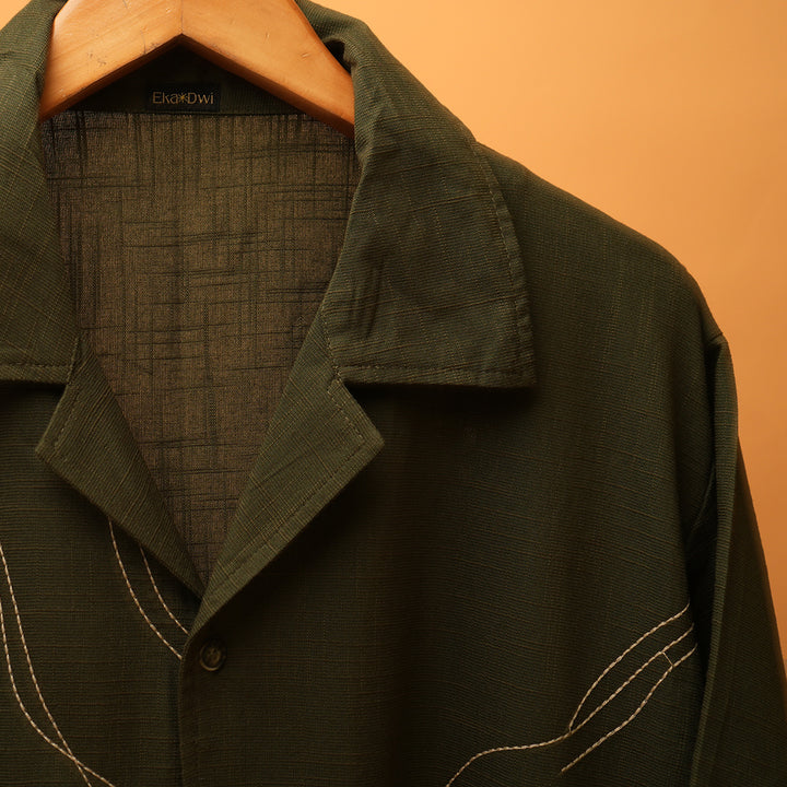 Spanda * PRANA Embroidered Serise Cuban Collar Shirt 