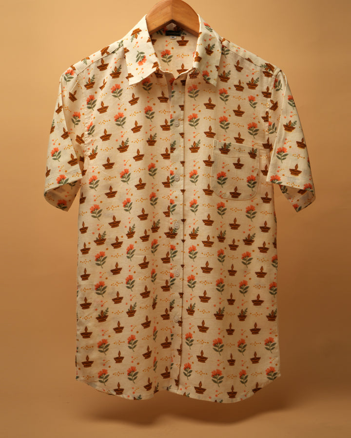 Diya &amp; Floral Motif Shirt