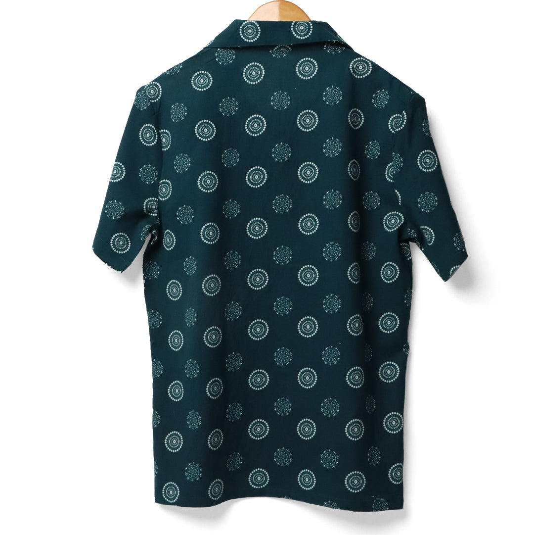 Mandala Emerald Cuban Collar Shirt#11