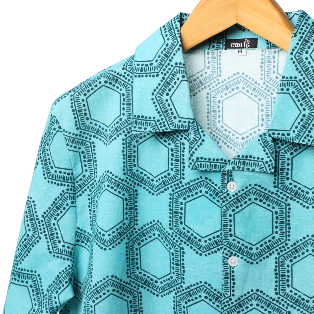 Mantle Green Cuban Collar Shirt#12