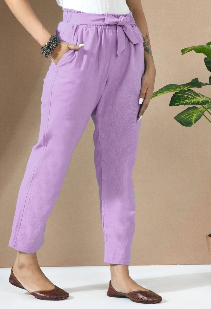 Lilac Paper Bag Trouser with Belt#5
