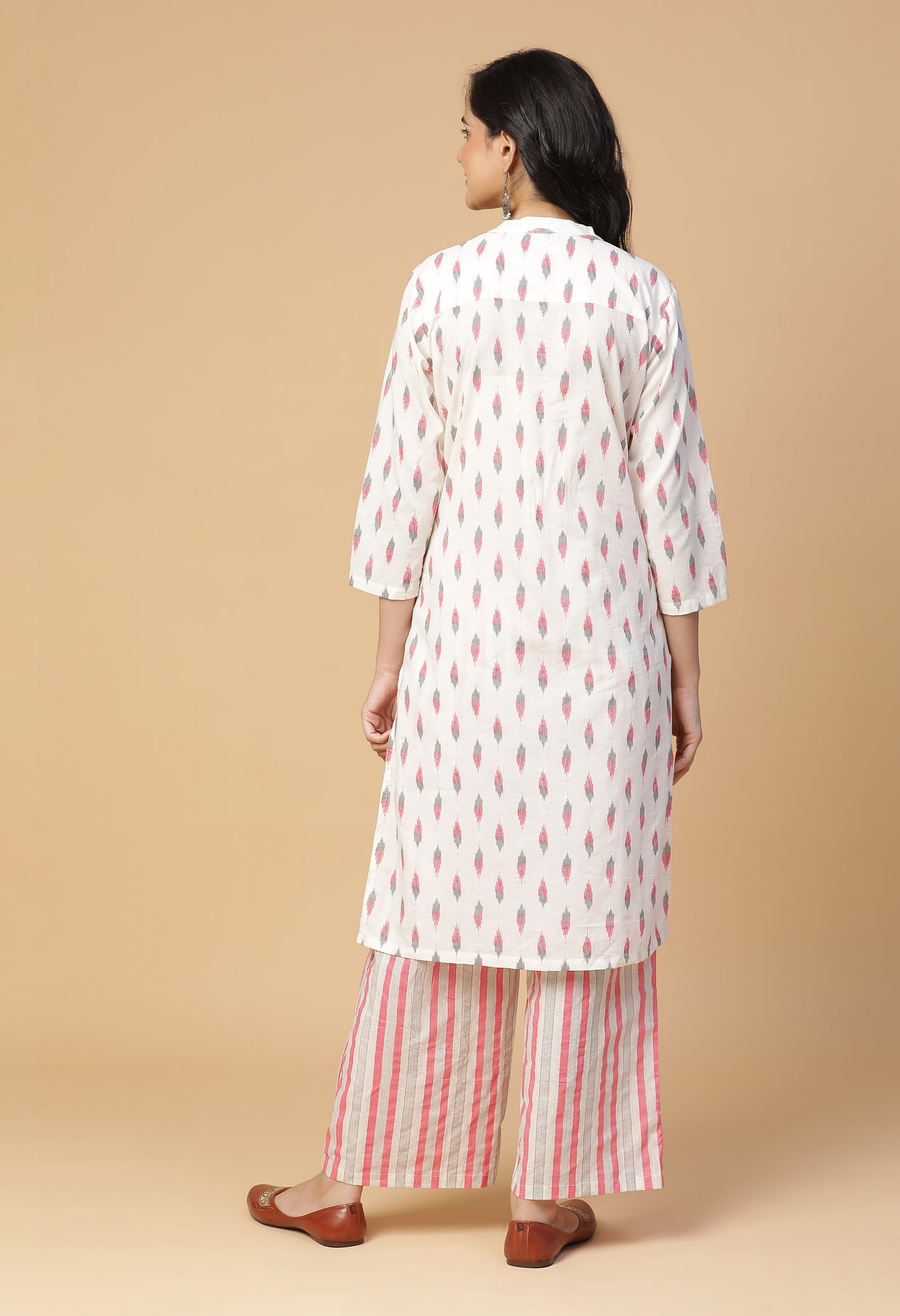 Parena Ikat Back Yoke Kurta With Bottom#15