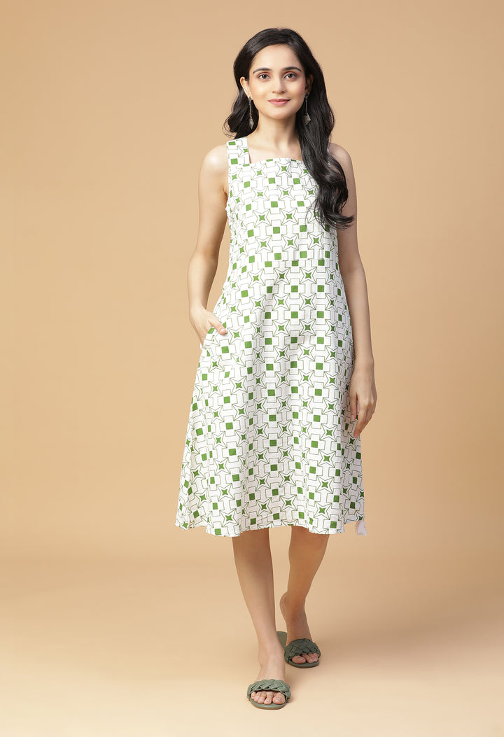 Parakeet Fit and Flare Midi Dress#19