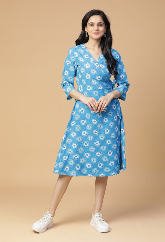 Blue-Glow Wrap Dress#15