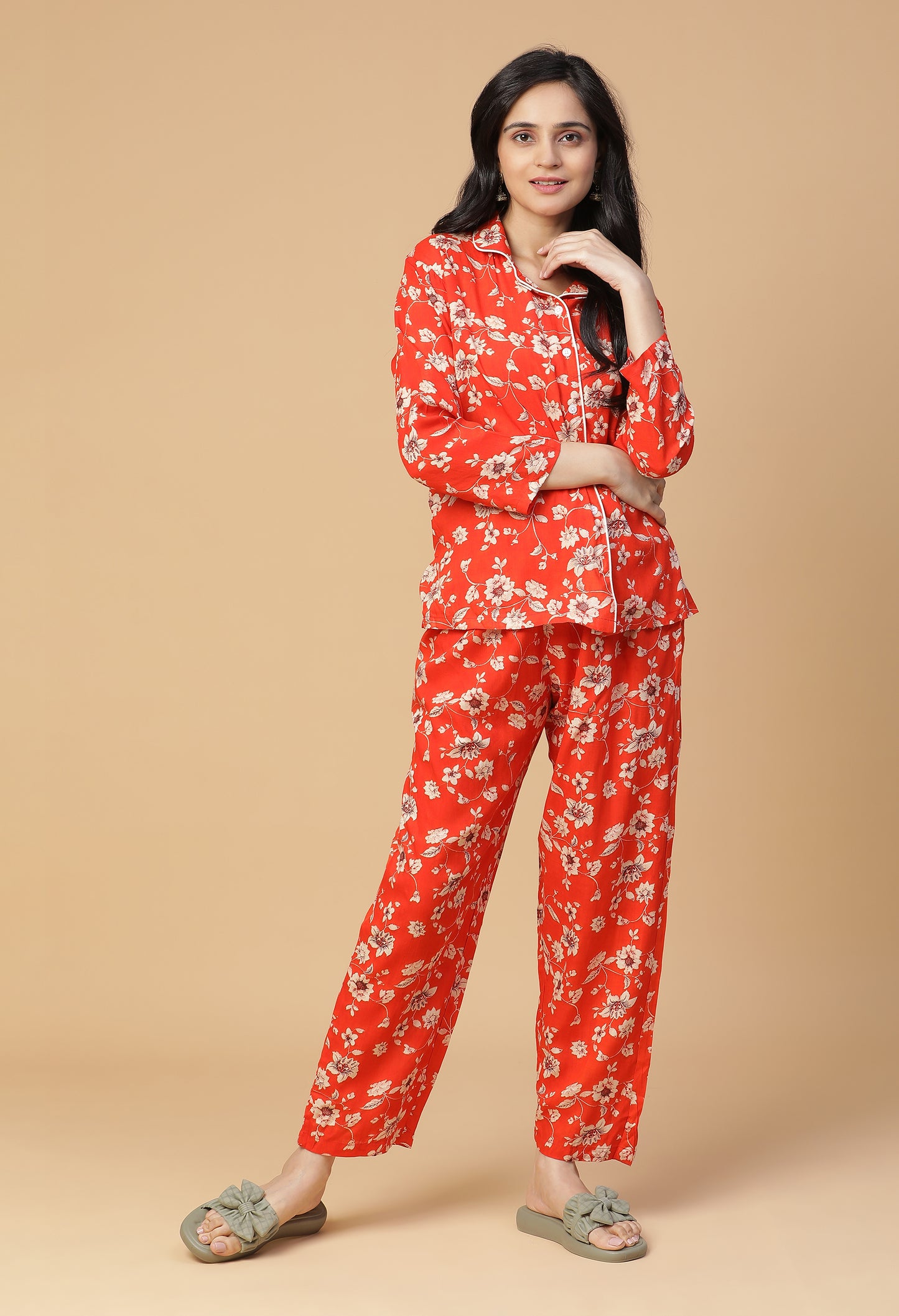 Bloomy Red Night Suit#1